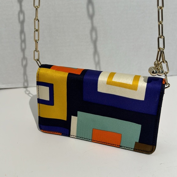 Kate Spade Mod Squad Purse Geometric with Gold Link Chain Strap Crossbody - Picture 4 of 14